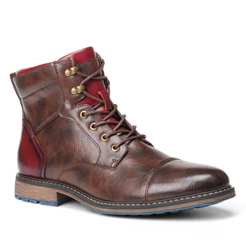 Men’s Brown Leather Ankle Boots – Lace-Up with Side Zipper - Wilson oxford