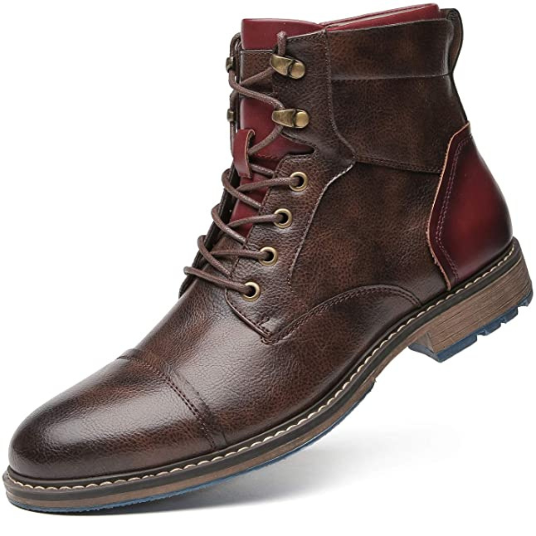 Men’s Brown Leather Ankle Boots – Lace-Up with Side Zipper - Wilson oxford