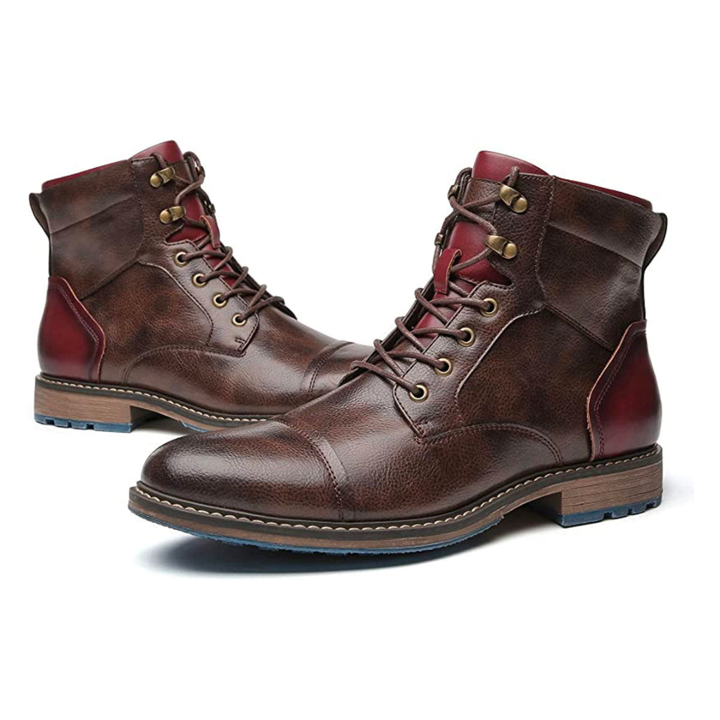Men’s Brown Leather Ankle Boots – Lace-Up with Side Zipper - Wilson oxford