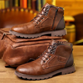 Men’s Brown Leather Ankle Boots with Side Zipper - Wilson oxford