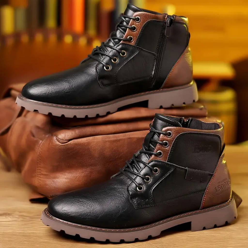 Men’s Brown Leather Ankle Boots with Side Zipper - Wilson oxford
