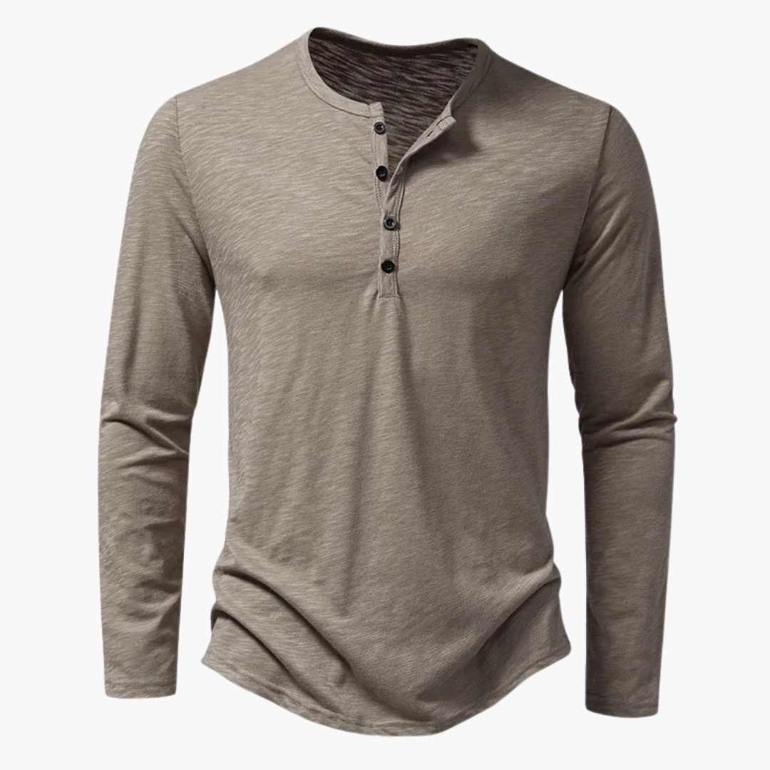 Men’s Casual Long Sleeve Henley Shirt - Wilson oxford