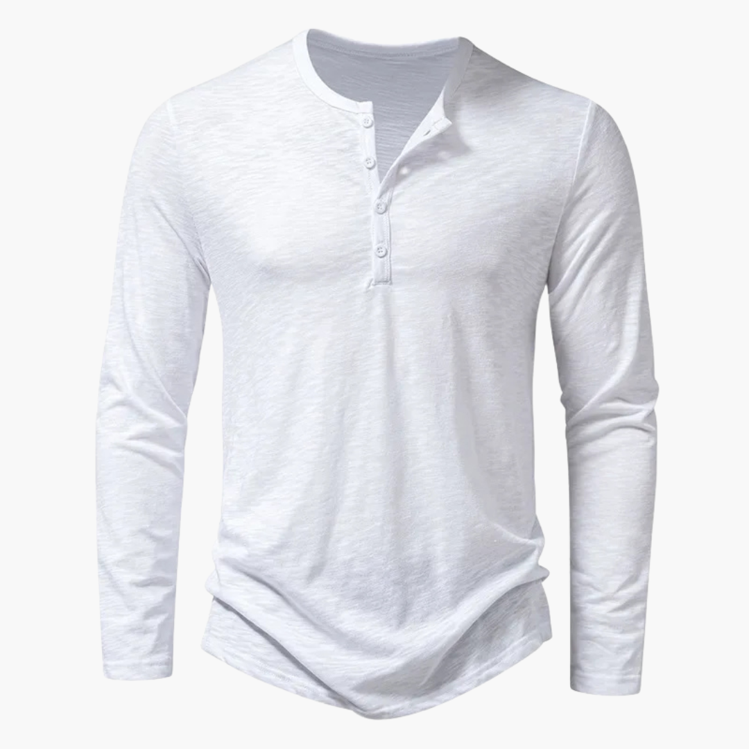 Men’s Casual Long Sleeve Henley Shirt - Wilson oxford