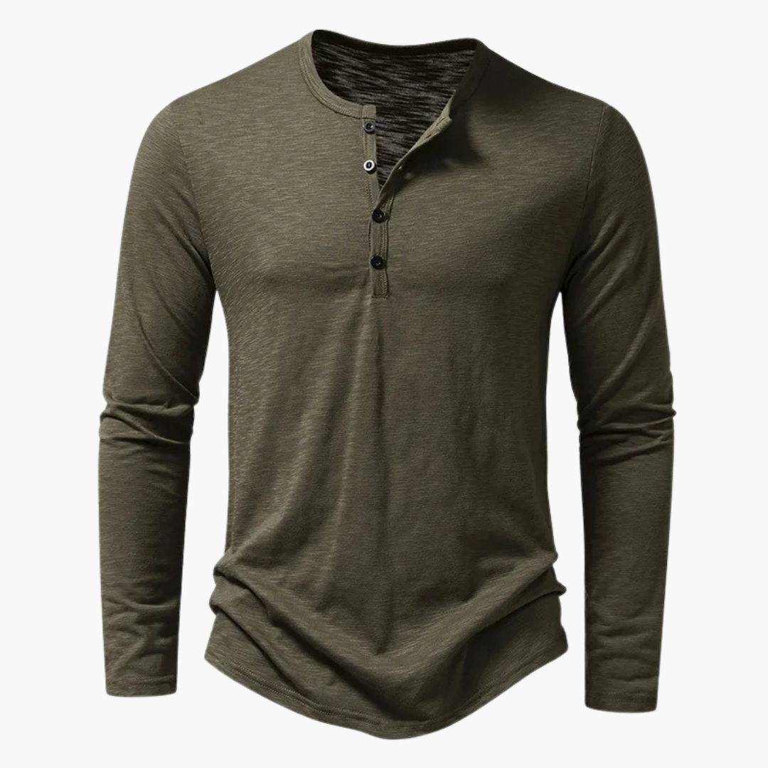 Men’s Casual Long Sleeve Henley Shirt - Wilson oxford
