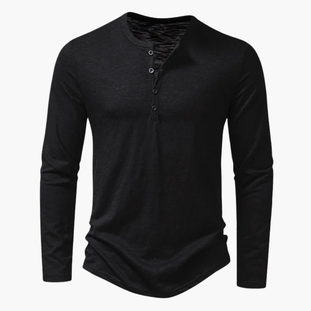 Men’s Casual Long Sleeve Henley Shirt - Wilson oxford