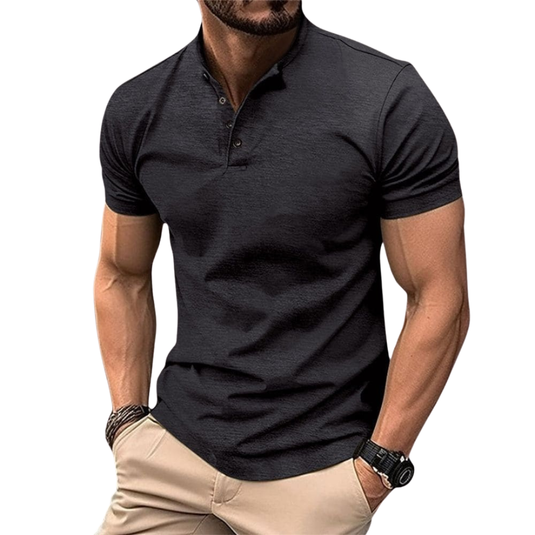 Men’s Casual Short Sleeve Henley Shirt - Wilson oxford