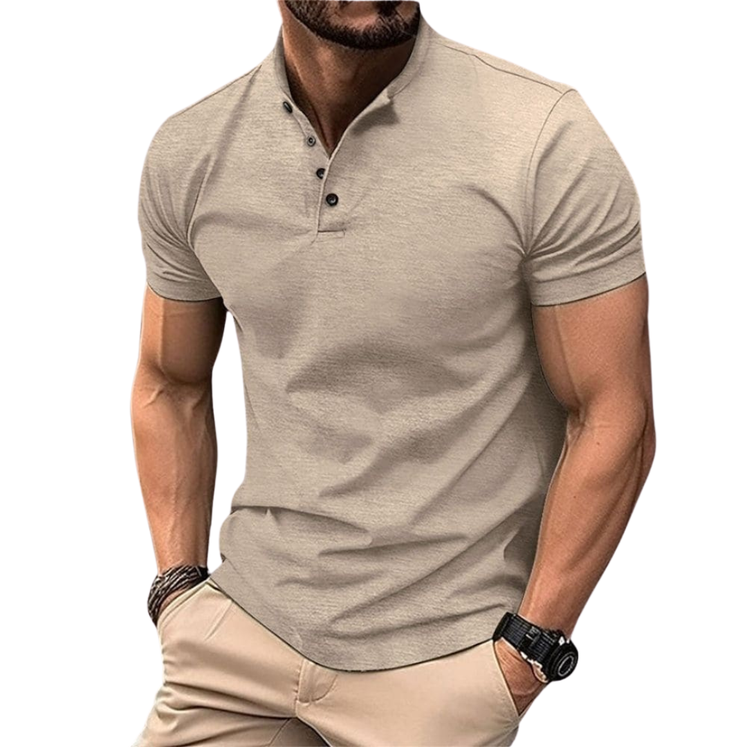 Men’s Casual Short Sleeve Henley Shirt - Wilson oxford