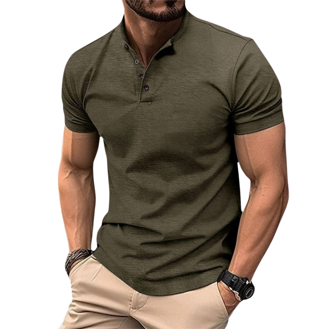 Men’s Casual Short Sleeve Henley Shirt - Wilson oxford
