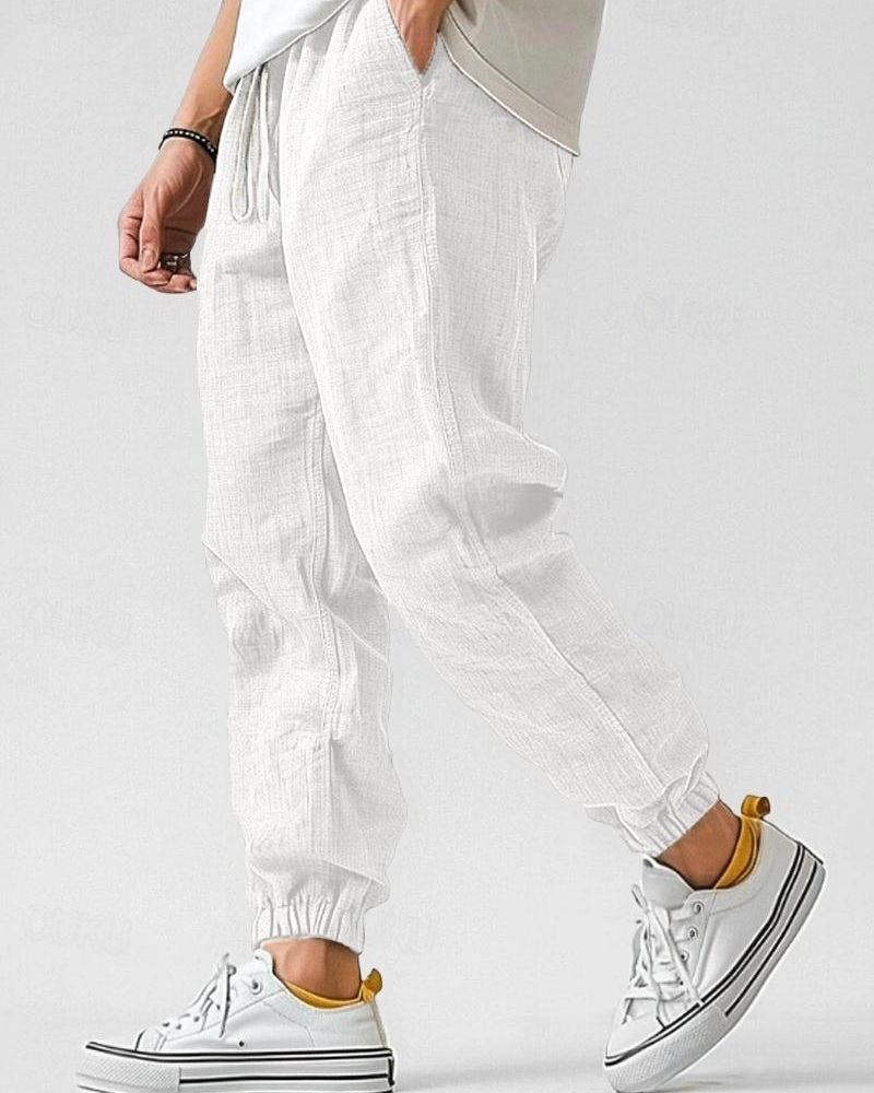 Men’s Linen Jogger Pants - Casual Summer Fit - Wilson oxford