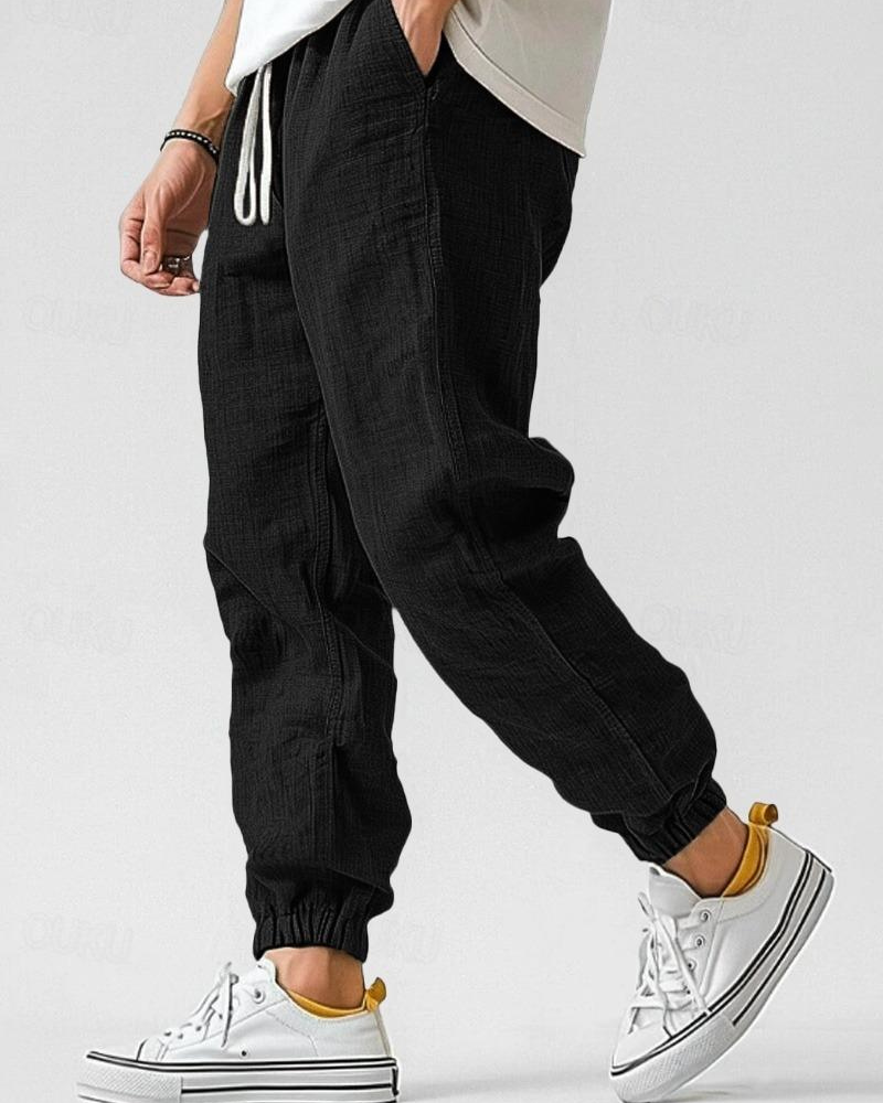Men’s Linen Jogger Pants - Casual Summer Fit - Wilson oxford